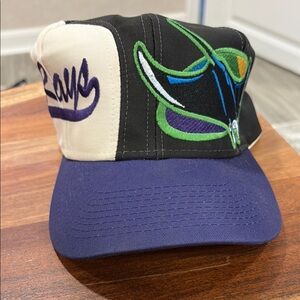 Black and Purple Cap with Embroidered Design